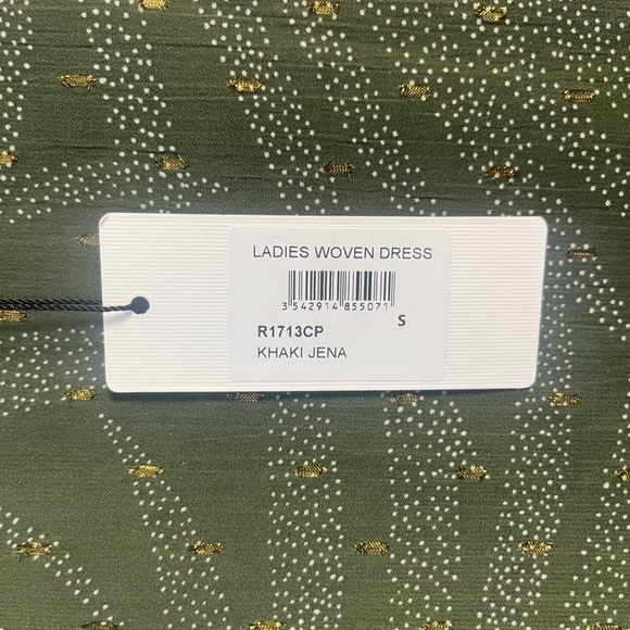 Molly Bracken Nwt Mini Flare Printed Dress ladies woven dress khaki Jena size S - Picture 6 of 10